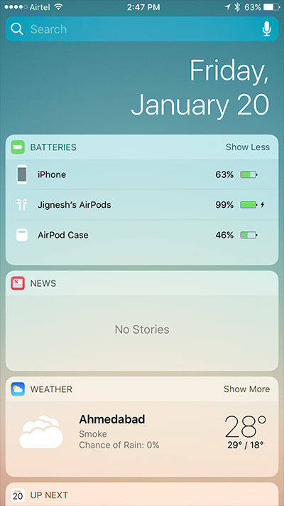 apple airpods battery status