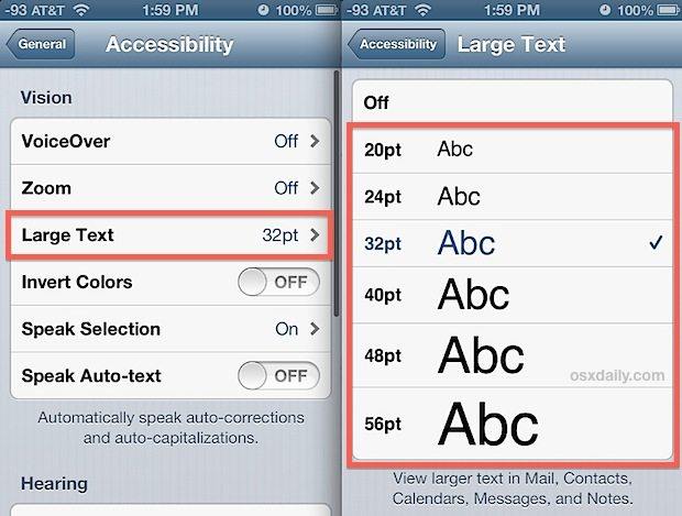 How to Change Font Size and Style in iPhone, iPad on iOS 7/8/9/11